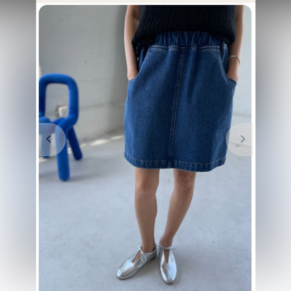 Le Bon Shoppe city denim skirt elastic waist pockets - Picture 4 of 9